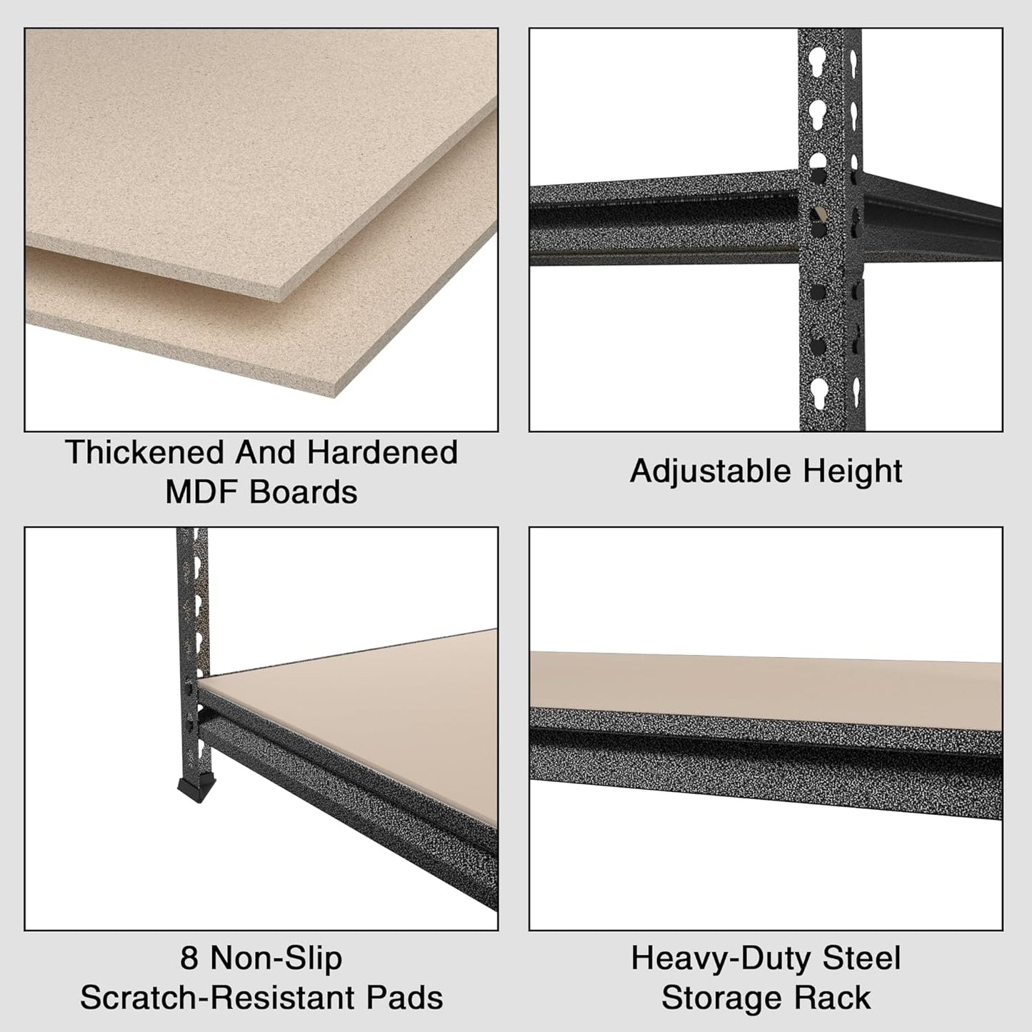 WORKPRO 5-Tier Metal Storage Shelving Unit, 36”W x 18”D x 72”H, Adjustable Storage Rack Heavy Duty Shelf with Particle Board, 4000 lbs Load Capacity (Total) for Garage Warehouse, Black/Silver