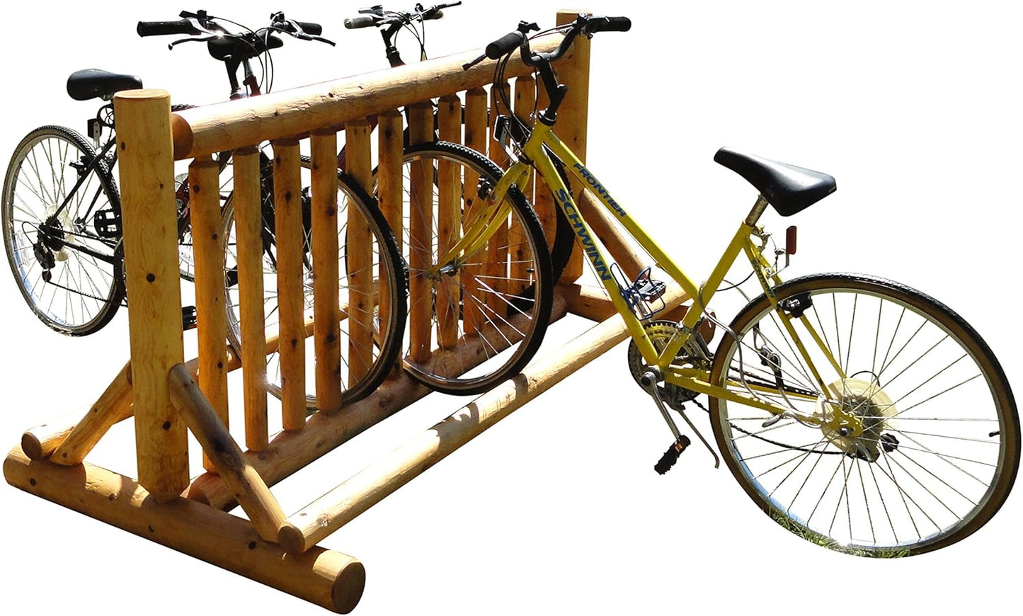 13-Place Bike Log Rack, Outdoor Bike Stand, Freestanding Commercial Bicycle Storage Racks, Standing Rack for Bikes, Bicycle Parking Floor Stand, Ebike Racks, Fat Tire Bikes for Men - Natural