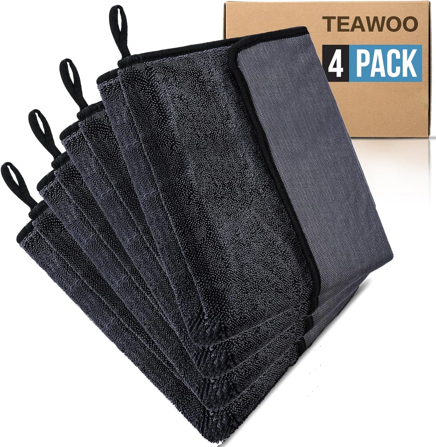 Shiny Wipes Shower Cleaning Cloth, Ultra Absorbent Car Drying Towel, 4 Pack 16 x 24 inch Microfiber Cleaning Cloth for Car, Bath & Househood