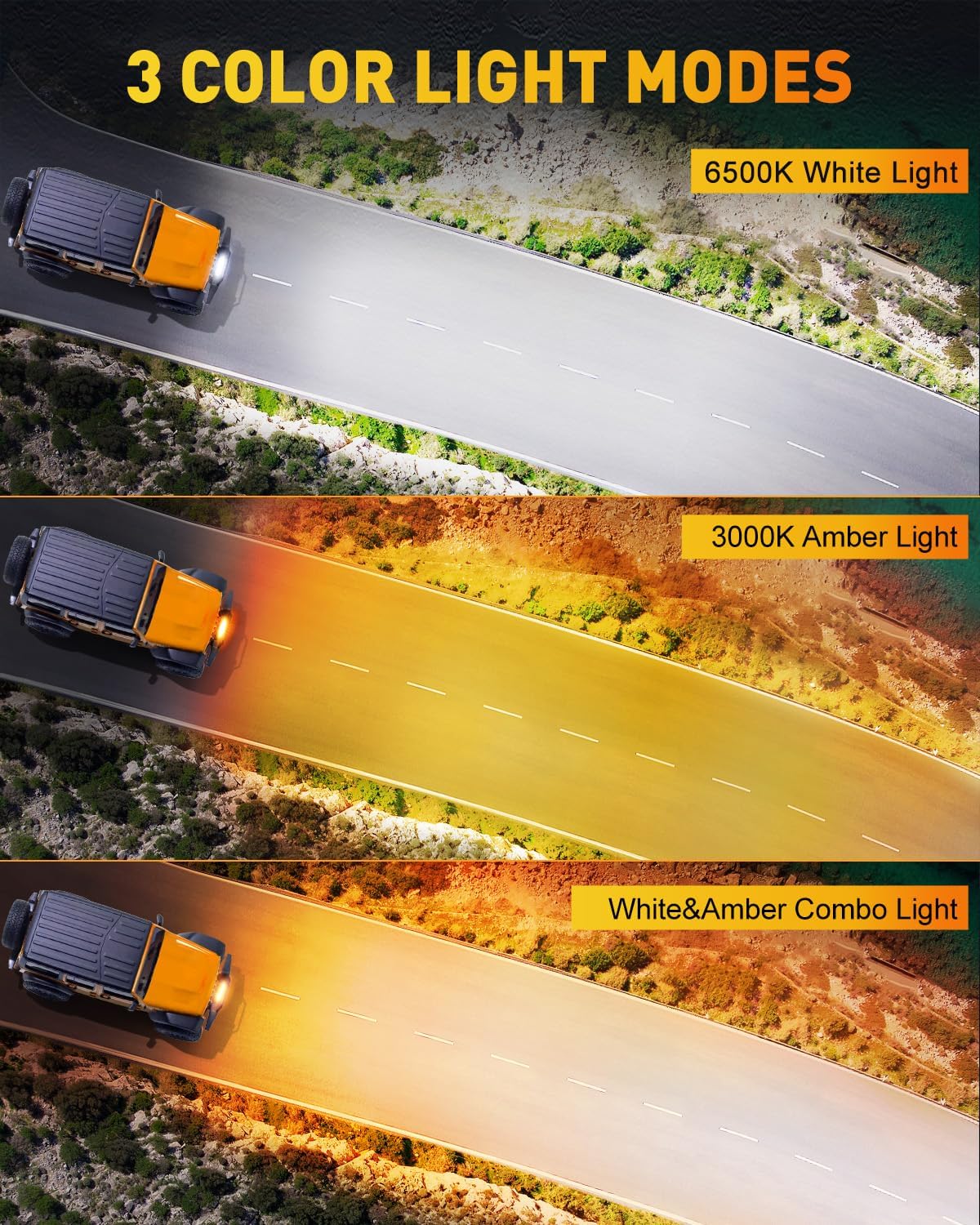 NAOEVO 12 Inch LED Light Bar, 300W 30000LM LED Offroad Fog/Driving Lights with 2 Leads Wiring Harness, Spot & Flood Combo, Work for Truck Boat UTV ATV, 1 Pc (White/Amber/White&Amber)