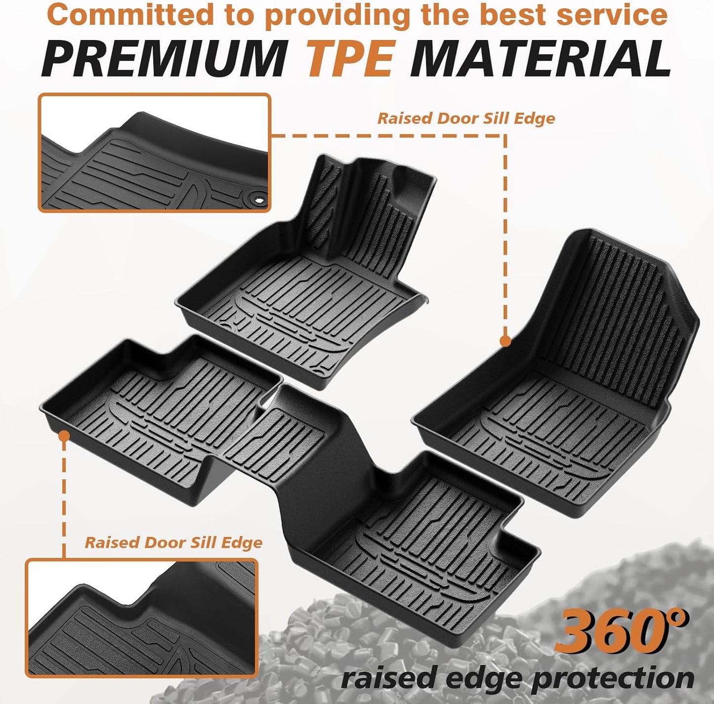 TripleAliners Floor Mats All Weather Liners Compatible with 2025 Toyota Camry (Include Hybrid) Accessories 1st & 2nd Row Full Set Floor Liners TPE Custom Fit Protection Car Mats