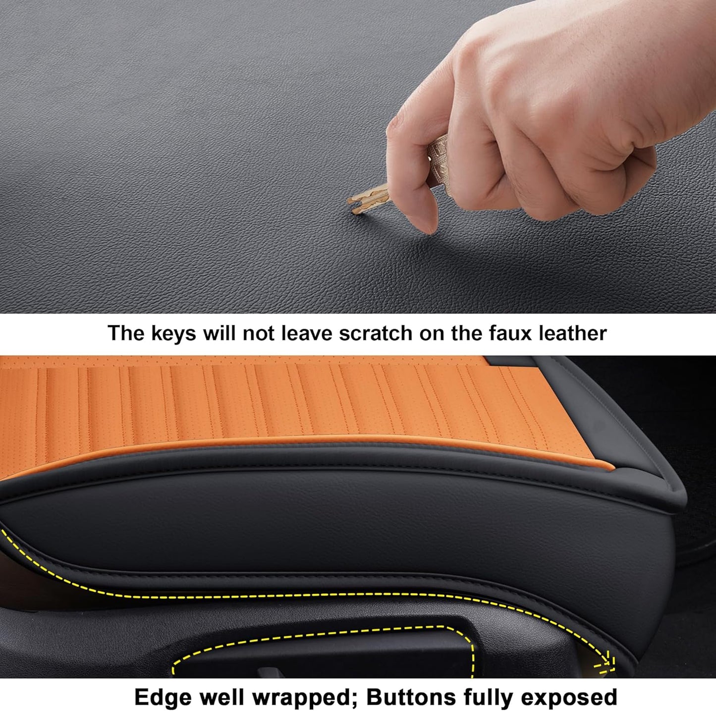 LINGVIDO Universal Car Seat Cover, Breathable and Waterproof Faux Leather Automotive Seat Covers for Cars SUV Sedan (Front seat, Brown & Black)