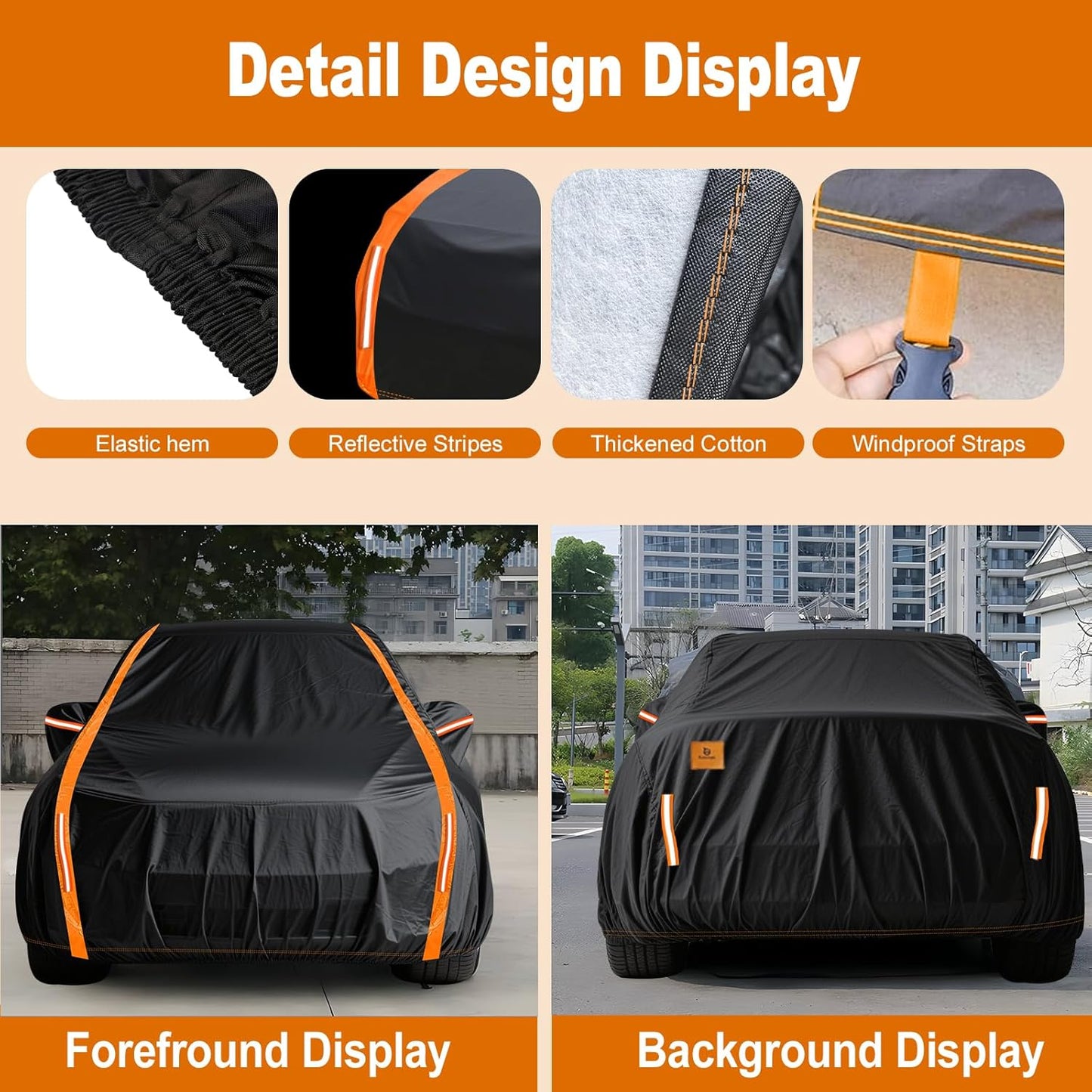 Truck Cover Heavy Duty 100% Waterproof Pickup Truck Cover All Weather Protection Rain UV Full Car Cover Fit for Ford F150 Chevy Silverado Dodge Ram 1500 Fit Length Up to 230"