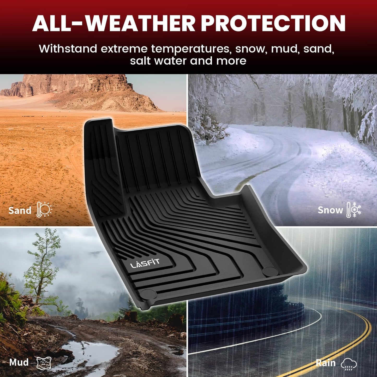 LASFIT Floor Mats & Cargo Mat for Volvo XC60 (2018-2026),XC60 All Weather Floor Liner TPE Custom Fit 1st & 2nd Row Car Mats and Floor Mats for XC60 Automotive Accessories(Not Fit PHEV (T8 Models))