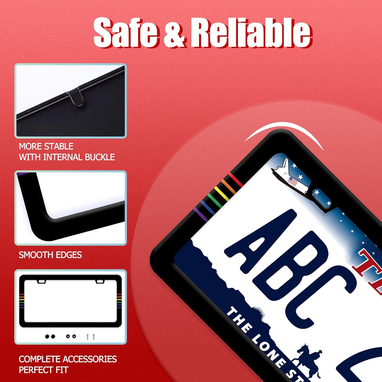 Gay Rainbow Line License Plate Frame Funny LGBT License Plate Frames Stainless Steel Accessories Cars Decor with 2 Holes and Screws Fits Standard Us Ca Vehicles License Plate Holder 12.2 X 6 Inch