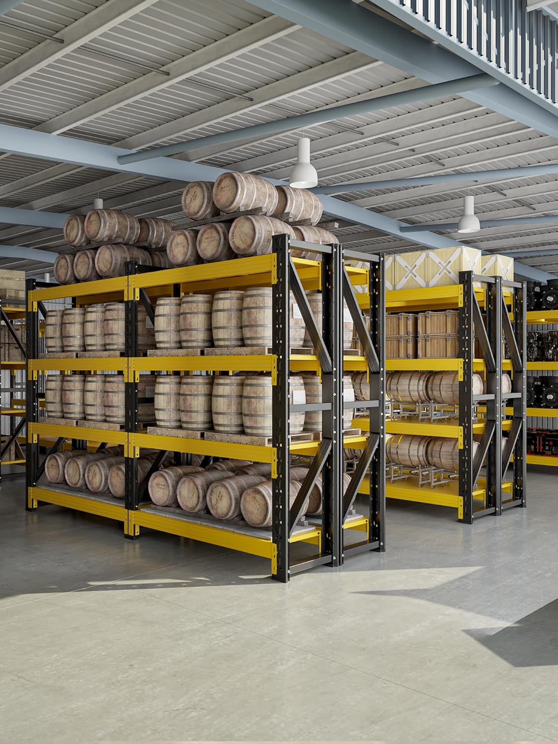 4-Tier Storage Shelves,79" H Heavy-Duty Garage Shelving Unit,Adjustable Industrial Metal Shelf System,4,500lbs Capacity,Tool Organizer for Garage,Workshop,60" W*20" D*79" H,Black&Yellow