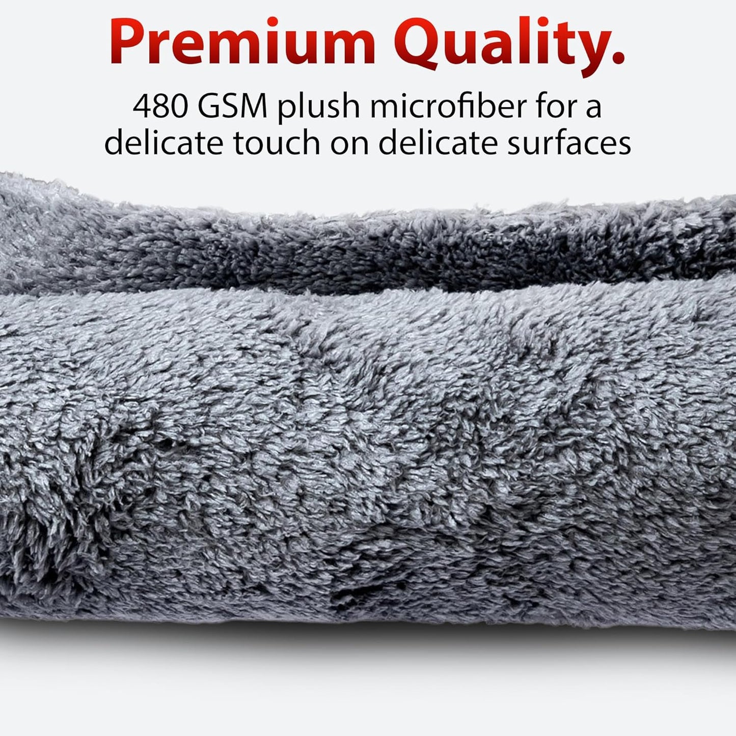 Adam's Borderless Grey Microfiber Towel (6pk) - Premium Ultra Soft Car Detailng Towel Cloths, 480gsm - Safe for Car Wash, Home Cleaning & Pet Drying Cloths (16 Inch x 16 Inch)
