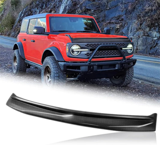 Hood Deflector Hood Protector Compatible with Ford Bronco 2/4 2024 2023 2022 2021 Gloss Carbon Fiber Hood Protector Bug Deflector Stone Guard(Not for Bronco Sports)
