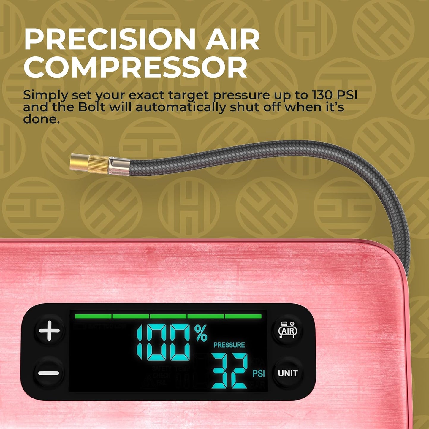 HALO Bolt Ultimate 3 Portable Car Battery Jump Starter | 130 PSI Air Compressor, 55.5Wh USB Power Bank, Large Display, Emergency Floodlight & Charger, Jumps Cars SUVs & Trucks, Inflates Tires — Pink