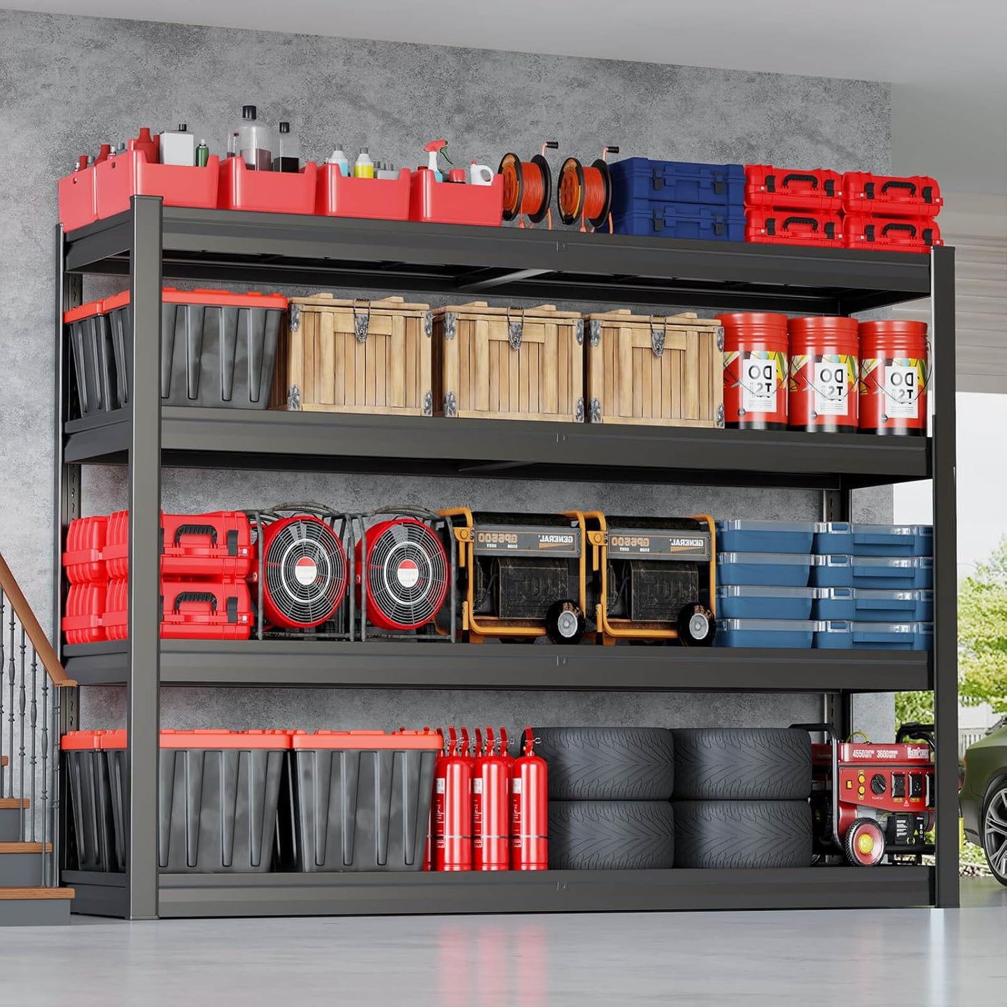 68" Wide Garage Shelving Unit, 68" W x 24" D x 68" H, Heavy Duty Garage Storage Shelves,3500 LBS Capacity, Industrial Adjustable Shelves for Basement Warehouse, 2 Pack