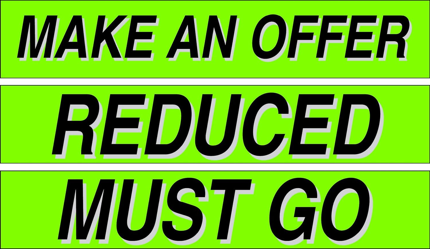 Ez-line Vinyl Windshield Stickers 3 Dozen 15 Inch Chartreuse Slogan Dealership Pro Pack for Car Lots (EZ115-Pack12)