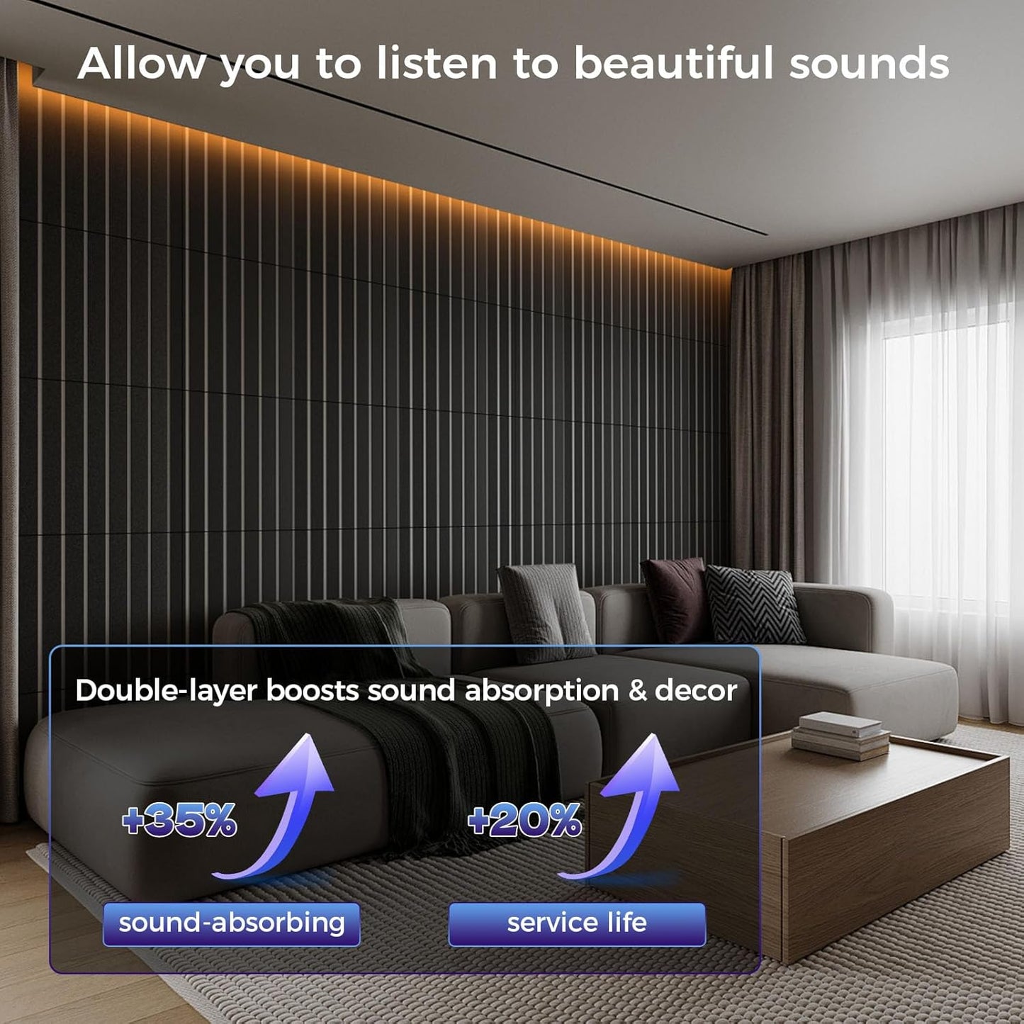 6 Pack 2-Layer Fold Soundproof Wall Panels, 24 x 12 x 0.43 in Large Sound Proof Foam Panels for Walls, 0.9lb/ft³ High Density, 3D Acoustic Panels,Artistic Noise Dampening Panels Black&White