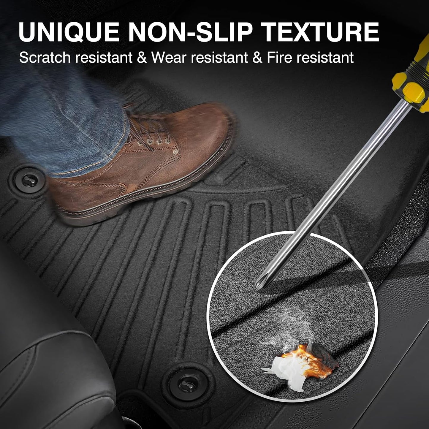 Powerty Floor Mats for 2023-2025 Kia Sportage Hybrid Accessories All Weather Floor Liner 3D TPE 1st & 2nd Row Floor Mat Heavy-Duty Floor Liners