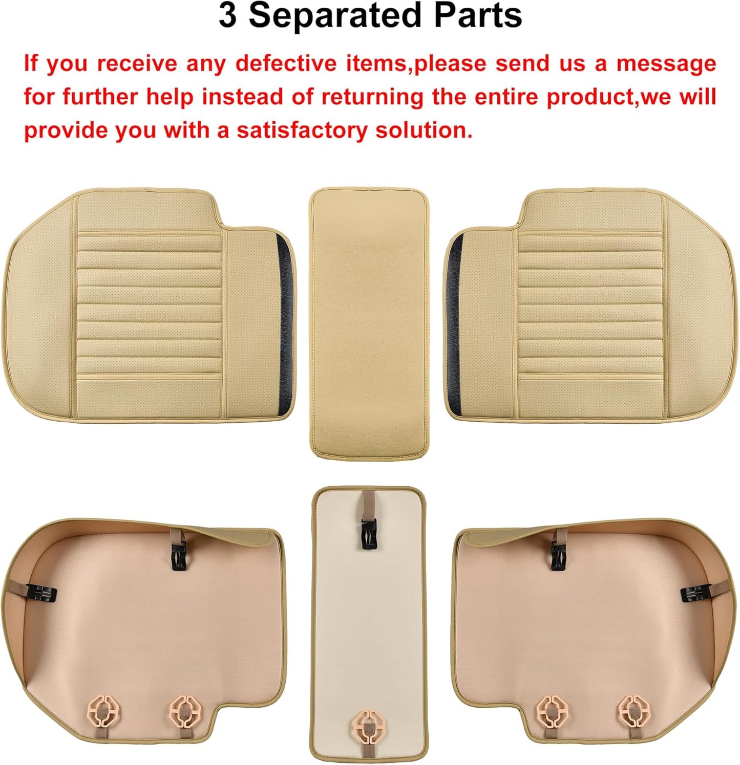 Back Seat Covers, Rear Seat Cushions, Auto Bench Protector with Breathable PU Leather and Non-Slip Bottom Universal for 4 Season (Beige, 61" x 20. 5")