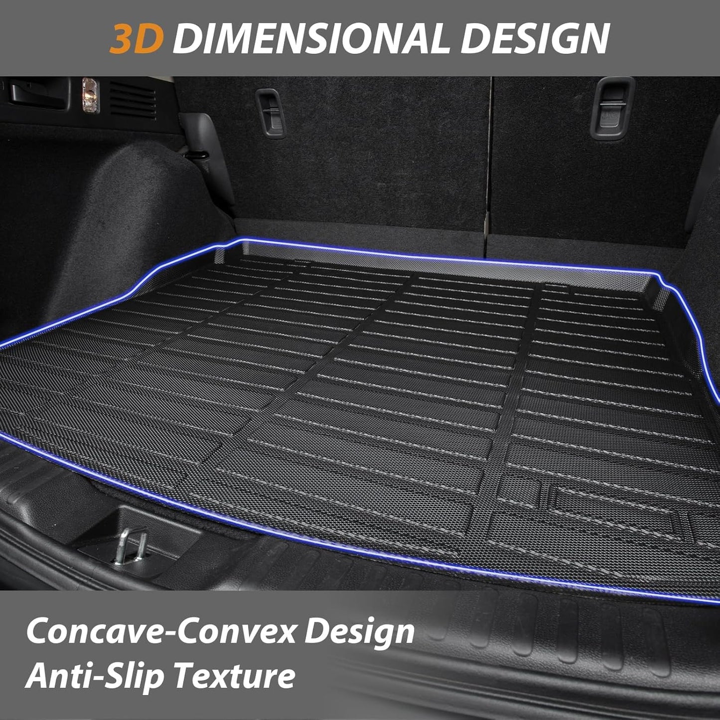 AIPOIL® Floor Mats & Cargo Liner Set for 2016-2024 2025 Dodge Durango (7 Passenger Bench) All Weather Protection TPE Anti-Slip Automotive Full Set Custom Car Mats Accessories - Black