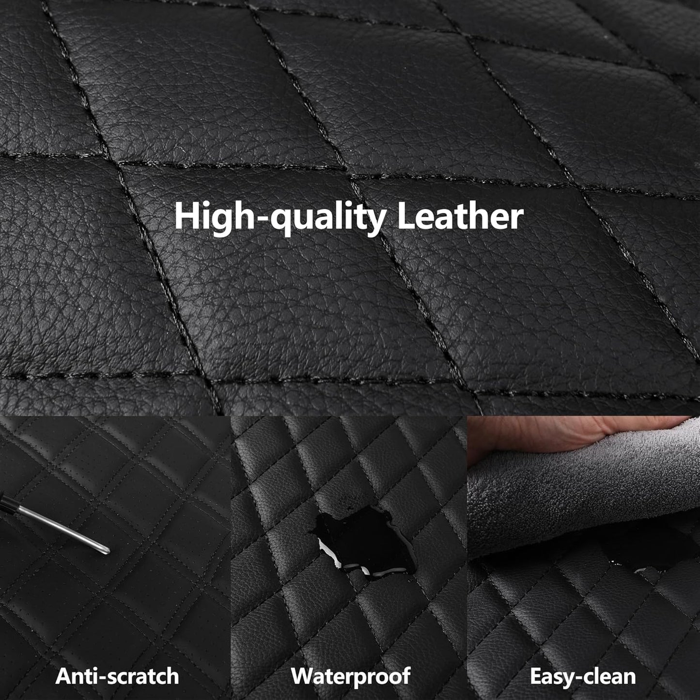 Car Seat Covers,Breathable and Waterproof Front Seat Covers,Luxury PU Universal Fit Automotive Airbag Compatible for Cars Sedans SUV and Truck(2 Pieces,Front Seat,Black+Red,N1)