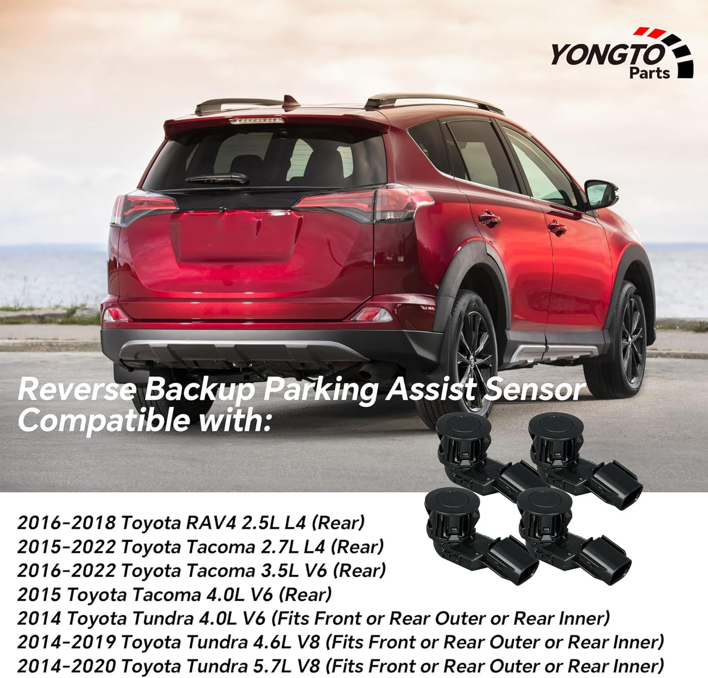 89341-0C010 4Pcs Reverse Backup Parking Assist Sensor Compatible with Toyota RAV4 2016-2018, Tacoma 2015-2022, Tundra 2014-2020 Replace OE 89341-0C020 89341-42010