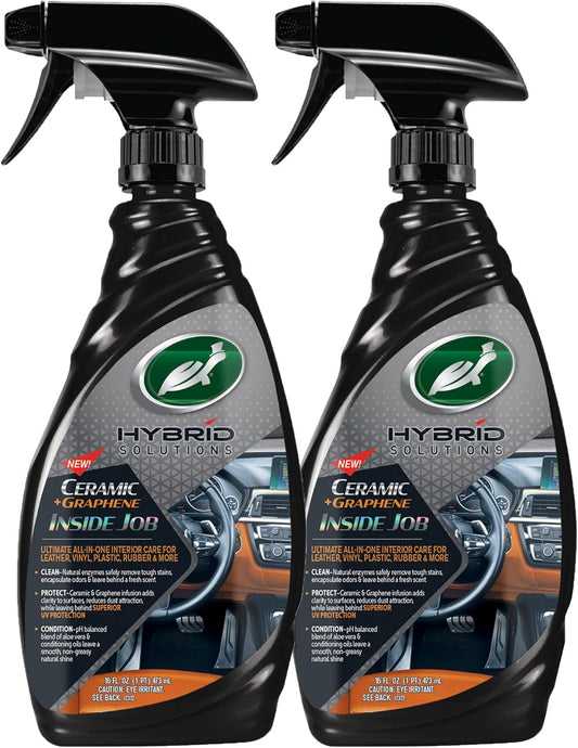 Turtle Wax 54219 Hybrid Solutions Ceramic Graphene Inside Job, Interior Car Cleaner and Protectant, Odor Eliminator, Works on Leather, Vinyl, Plastic, Rubber and More, 16 fl oz. (Pack of 2)
