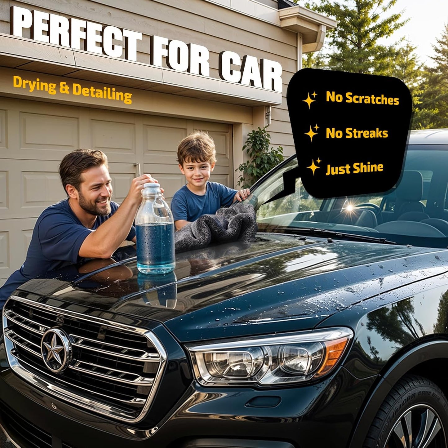 2-Pack 1200 GSM Car Drying Towels – Microfiber Towels for Cars (36" x 24"), Ultra-Absorbent, Streak-Free, Scratch-Free, No Water Spots, Double-Twist Pile & Edgeless Design