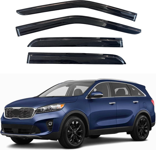 KPY Window Visor Compatible with Kia Sorento 2016-2020, 4PC Rain Guard Side Window Vent Deflectors Tape-On Mugen Style, 2016 2017 2018 2019 2020