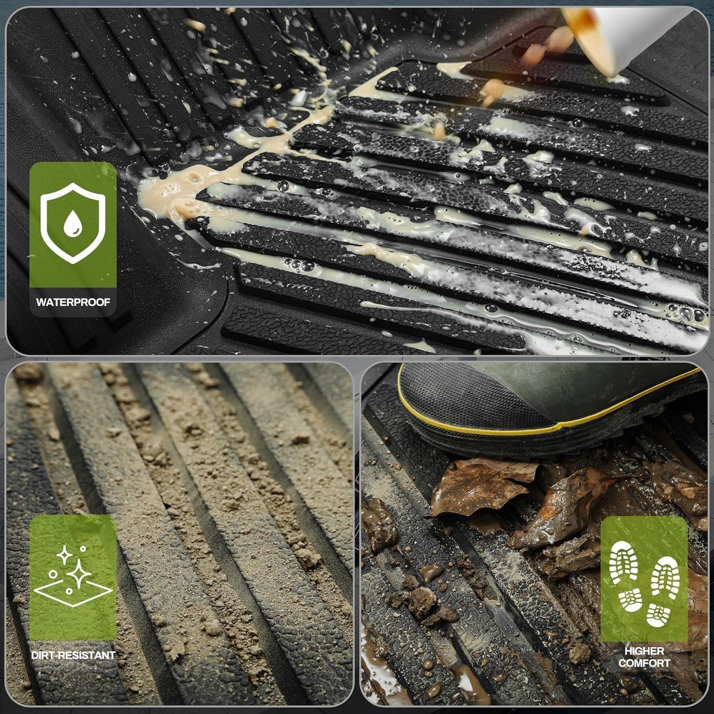 AUTOSAVER88 Floor Mats & Cargo Liner Fit for Toyota Highlander 7 Seats W/O Subwoofer 2025-2020, All Weather Floor Liners 3 Row Trunk Mat with Backrest Mat Car Mats Full Set Accessories, Black