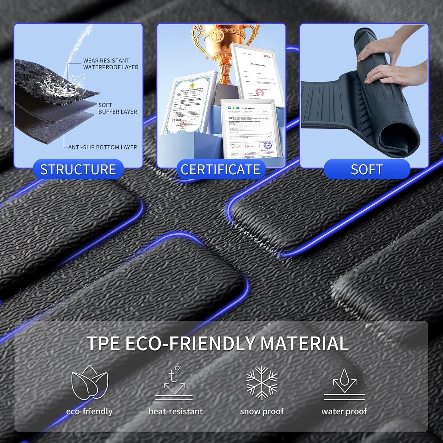 KELCSEECS Floor Mats & Cargo Liner for 2009 2010 2011 2012 2013 Corolla only Sedan All Weather Car Mats Automotive Trunk Mat Corolla Floor Mats Cargo Mat Accessories