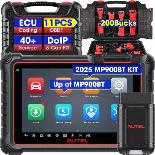 Autel MaxiPRO MP900-BT KIT Scanner: 40+ Service, 3K Bidirectional Tests, OE Coding, DoIP CAN-FD, 2025 Up of MP900BT MP900E MP808S MP808BT PRO w/Full OBD Kit, Same as MS906 Pro MS906 Max MS908S PRO II