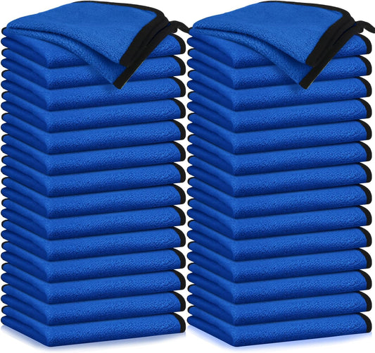 Tallew 40 Pcs Microfiber Towels 16 Inch x 16 Inch Microfiber Cloth Car Drying Towels for Cars Washing Polishing Office Windows Cleaning Household Supplies (Blue)