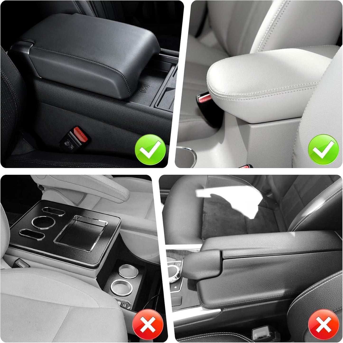 SINGARO Car Leather Center Console Cover with 2 Storage Bags, Universal Furry Fluffy Car Armrest Seat Box Pad, Comfortable Car Interior Accessories, Fits for Most Vehicles (White)