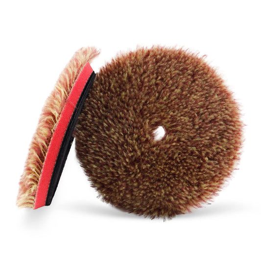 SPTA Wool Polishing Pads, 2Pcs 6 Inch (150mm) Wool Cutting Pad, Long Hair Wool Buffing and Polishing Pad Set, Wool Buffing Wheel for Heavy Cut for 6 Inch Car Polisher Polishing, Buffing and Cutting