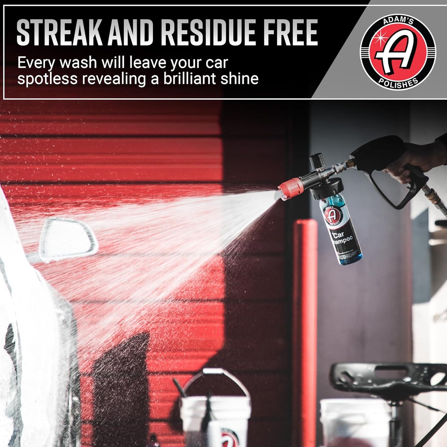 Adam's Car Shampoo (16oz) - pH Best Biodegradable Car Wash Soap for Foam Cannon, Spray Gun or Bucket - High Foam, Scratch-Free Auto Detailing for Cars, Trucks, RVs & Motorcycles