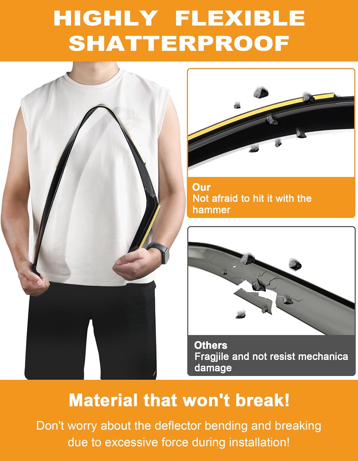 in-Channel Window Rain Guards Intended for Hyundai Santa Fe 5 Seats 2019-2023 (Not for XL 7 Seat) Window Deflectors Vent Visors Shades Exterior Visors Rain Guards Accessories - 4 pcs