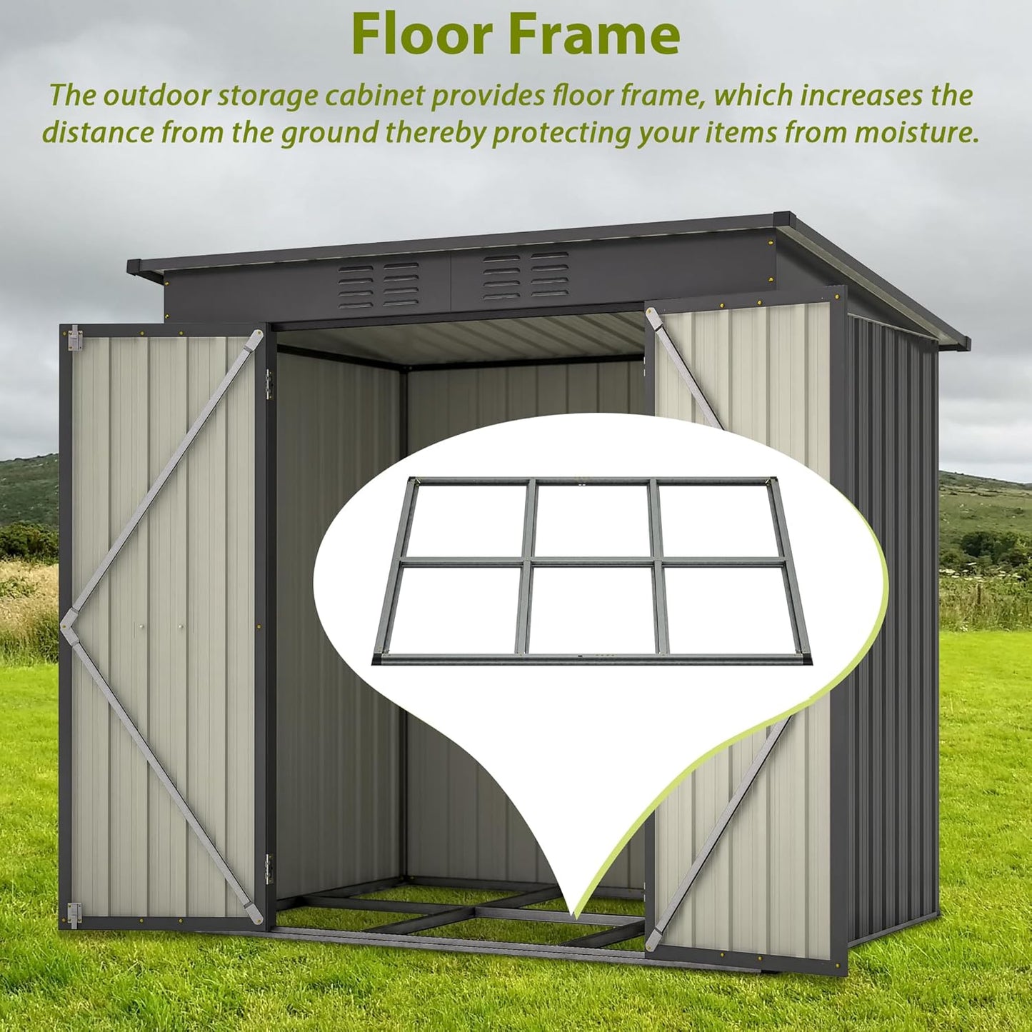 4x6 ft Metal Shed Outdoor Storage Shed,Metal Steel Utility Tool Shed Storage House with Double Lockable Doors and Air Vent for Backyard Garden Patio Lawn Dark Gray