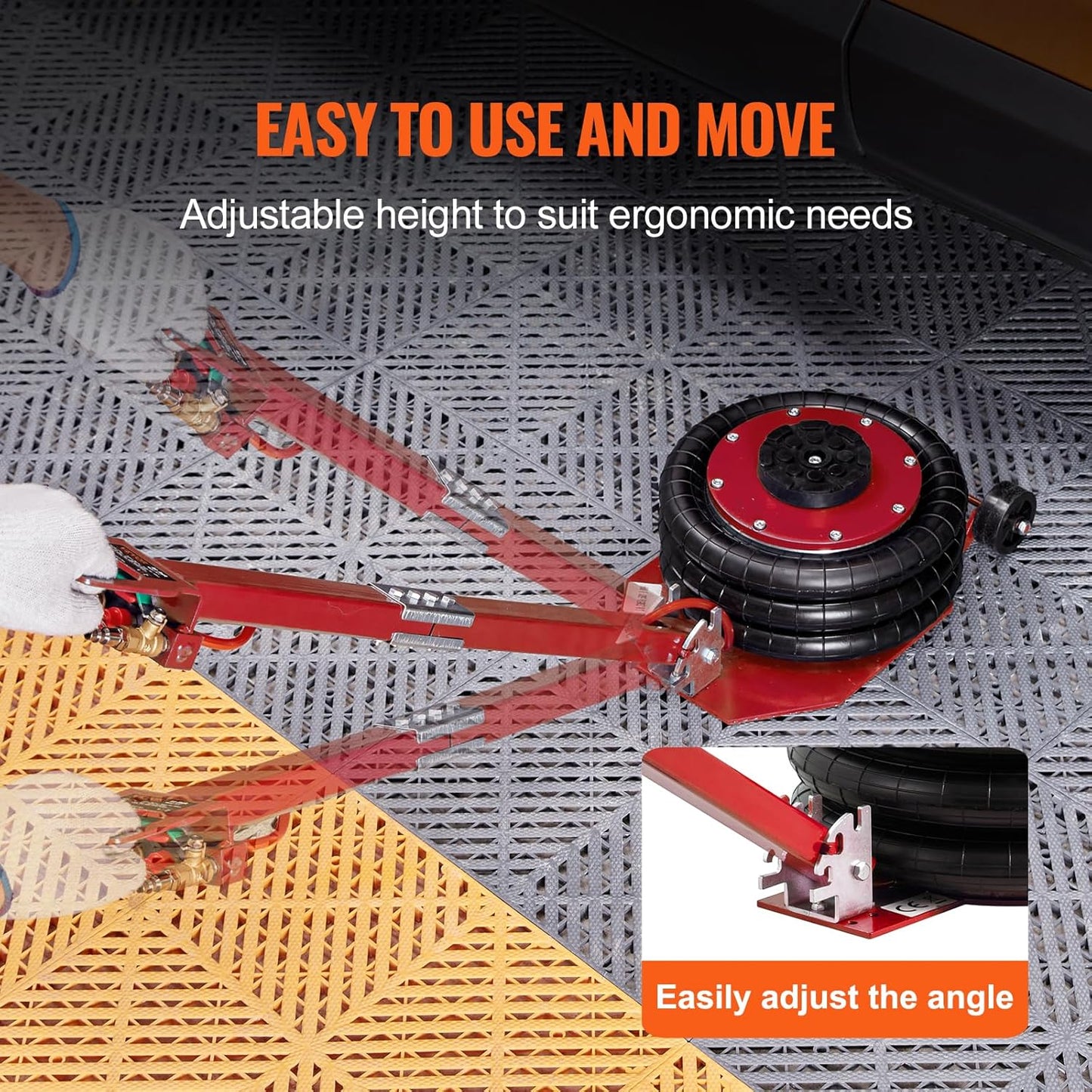 VEVOR Air Jack, 3 Ton/6600 lbs Triple Bag Air Jack, Air Bag Jack Lift Range 5.9"-15.75", Airbag Jack with Adjustable Long Handle, 3-5 S Fast Lifting for Car, Auto Shop, Garage