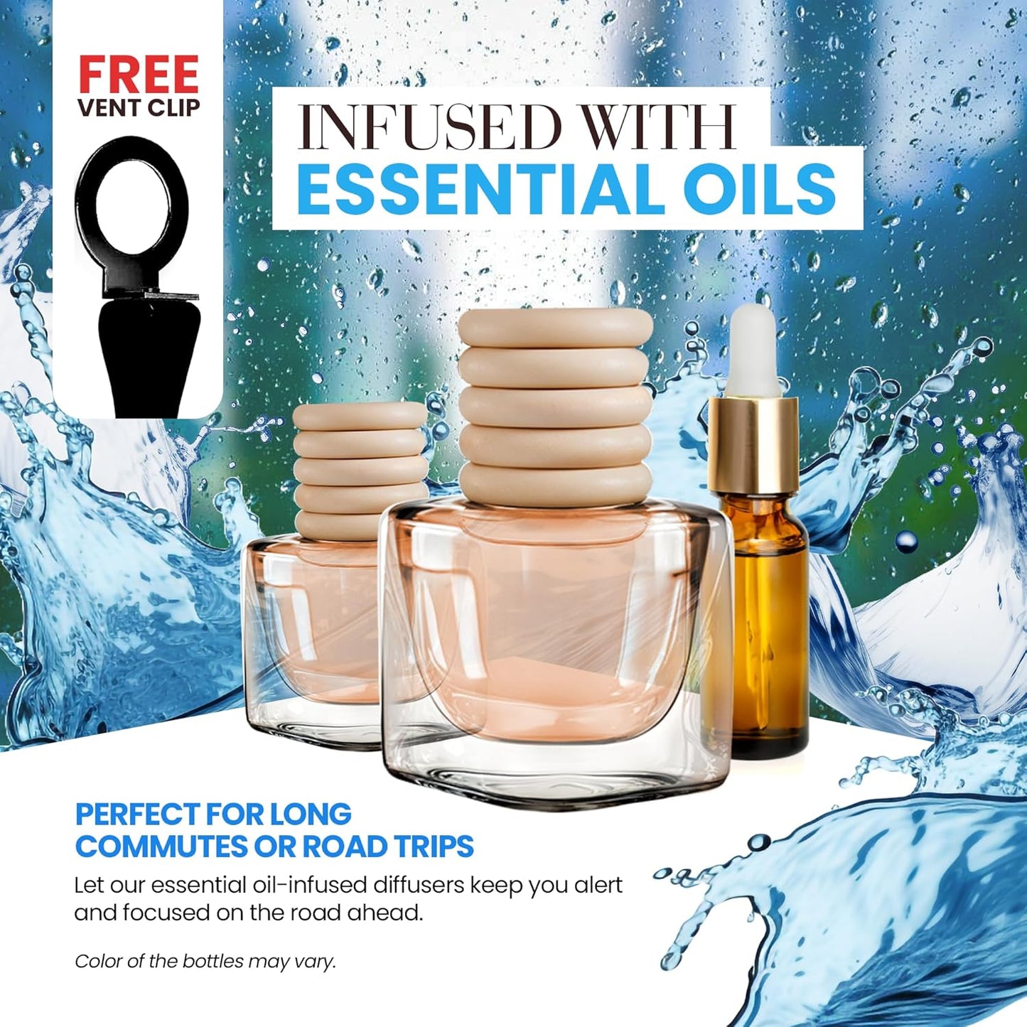 Car Air Fresheners - Ocean Drift Car Air Freshener for Men | Pack of 2 Long Lasting Automotive Air Freshener | Odor Eliminator Car Perfume with Essential Oils | Car Air Freshener Vent Clip by Perfa