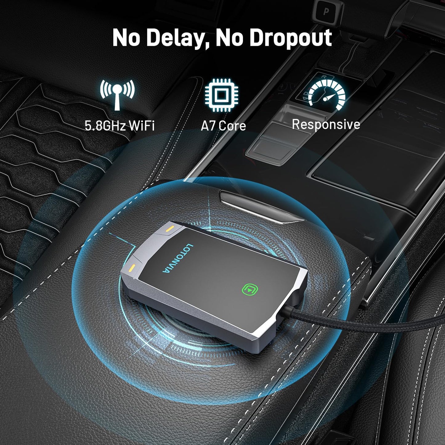 Wireless CarPlay Adapter for iPhone, Upgraded 5.8GHz Carplay Wireless Adapter Converts Wired to Wireless, Plug & Play, No Latency, Fast Stable Connect to iPhone iOS 10+, Fit for Cars from 2015