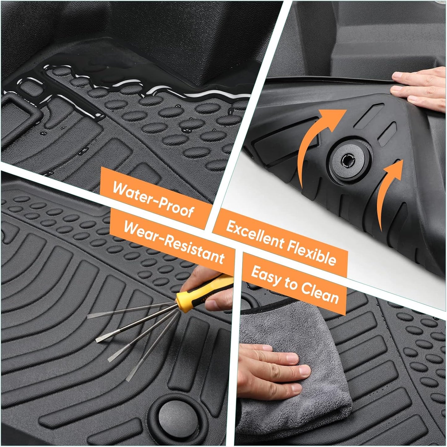 Car Floor Mats for Ford Fusion with Cargo Liner 2020 2019 2018 2017 (Not Hybrid), Trunk Cargo Mat Custom Fit for Fusion Accessories 2017-2020 Full Set 4-Piece Black