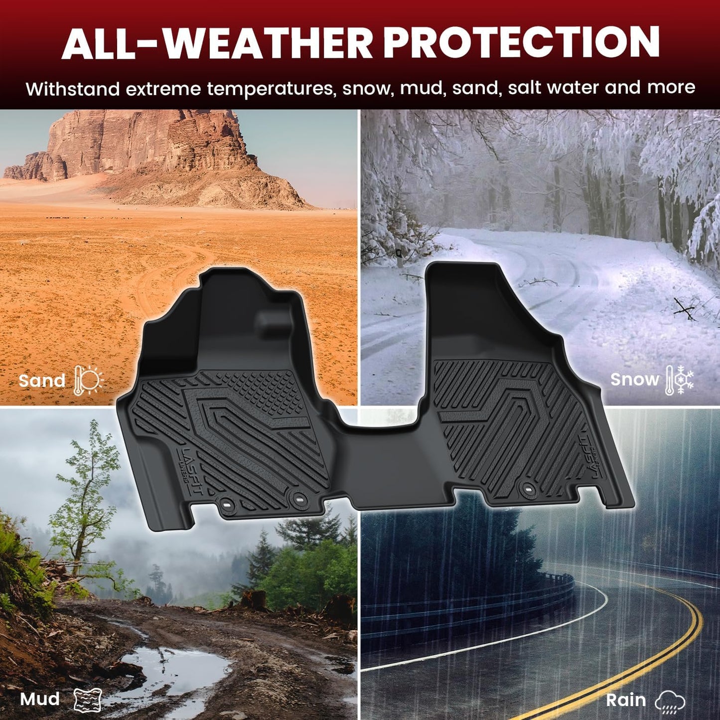 LASFIT Floor Mats & Trunk Mat for Honda Odyssey 2011 2012 2013 2014 2015 2016 2017 Mini Passenger Van (Fit 7& 8 Seats), All Weather TPE Car Floor Liners, 1st & 2nd & 3rd Row & Cargo Mat Full Set