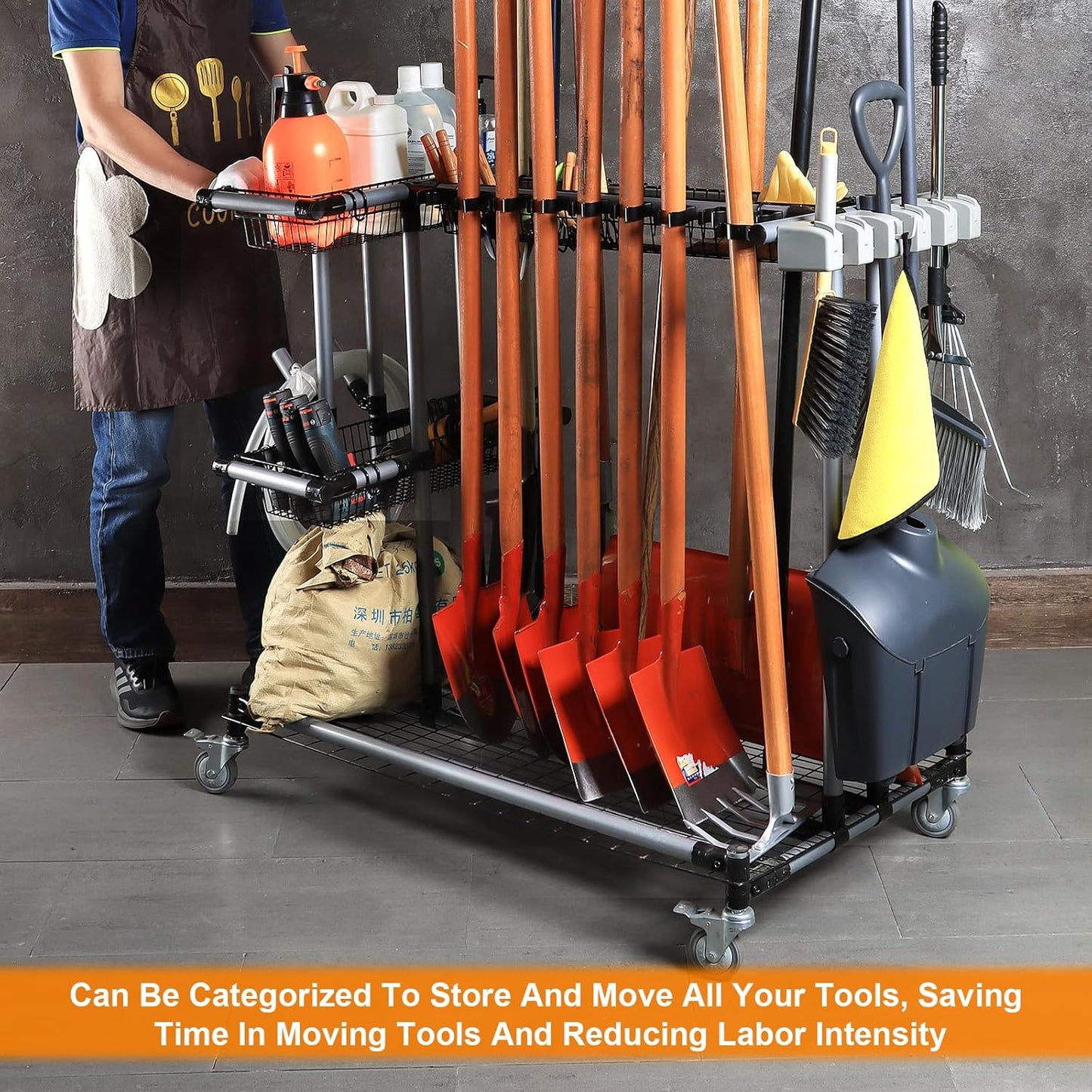 Ultimate Yard Tool Storage Rack with Rolling Casters – Organize All Your Garden Tools Effortlessly