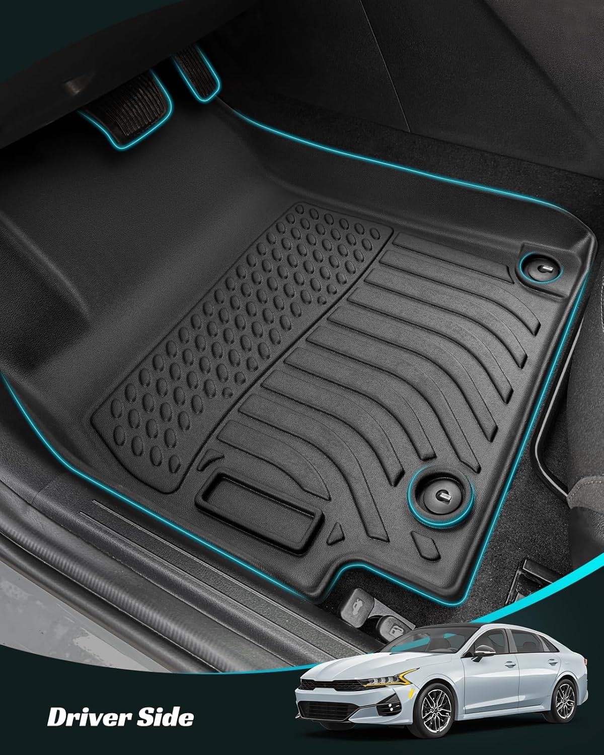 for KIA K4 2025 Floor Mats Cargo Liner LX LXS EX GT-line Turbo All Weather Season Car Interior Soft Rubber Trunk Carpet Waterproof Anti-Slip Tech Automotive Accessories Black(Not Fit for 2024 2023)