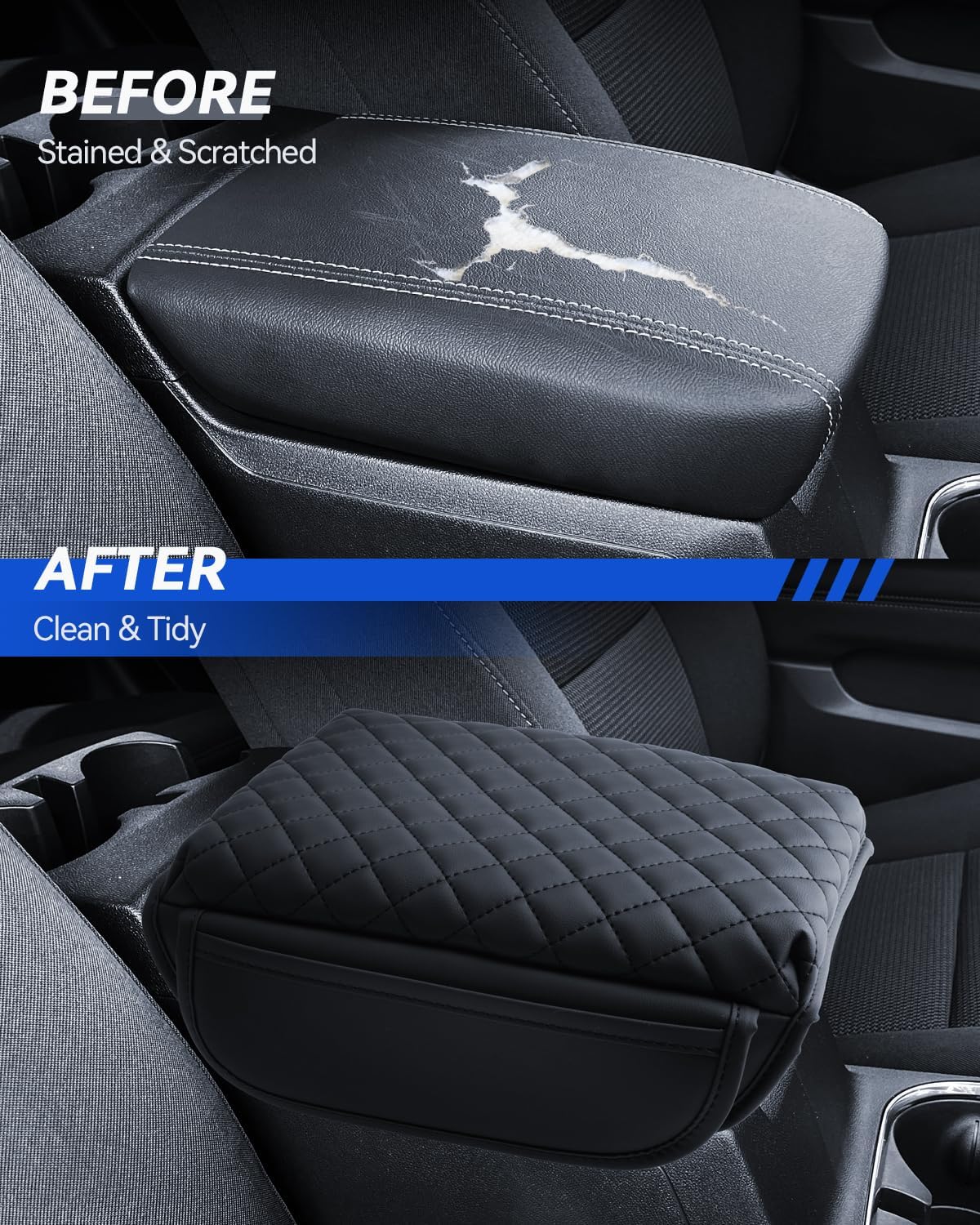 Armrest Cover for 2023 2024 2025 Chevy Colorado & 2023 2024 2025 GMC Canyon Accessories Center Console Middle Lid Pad Protector for Car Elbow Rest-Thickened with 2 Side Pocket