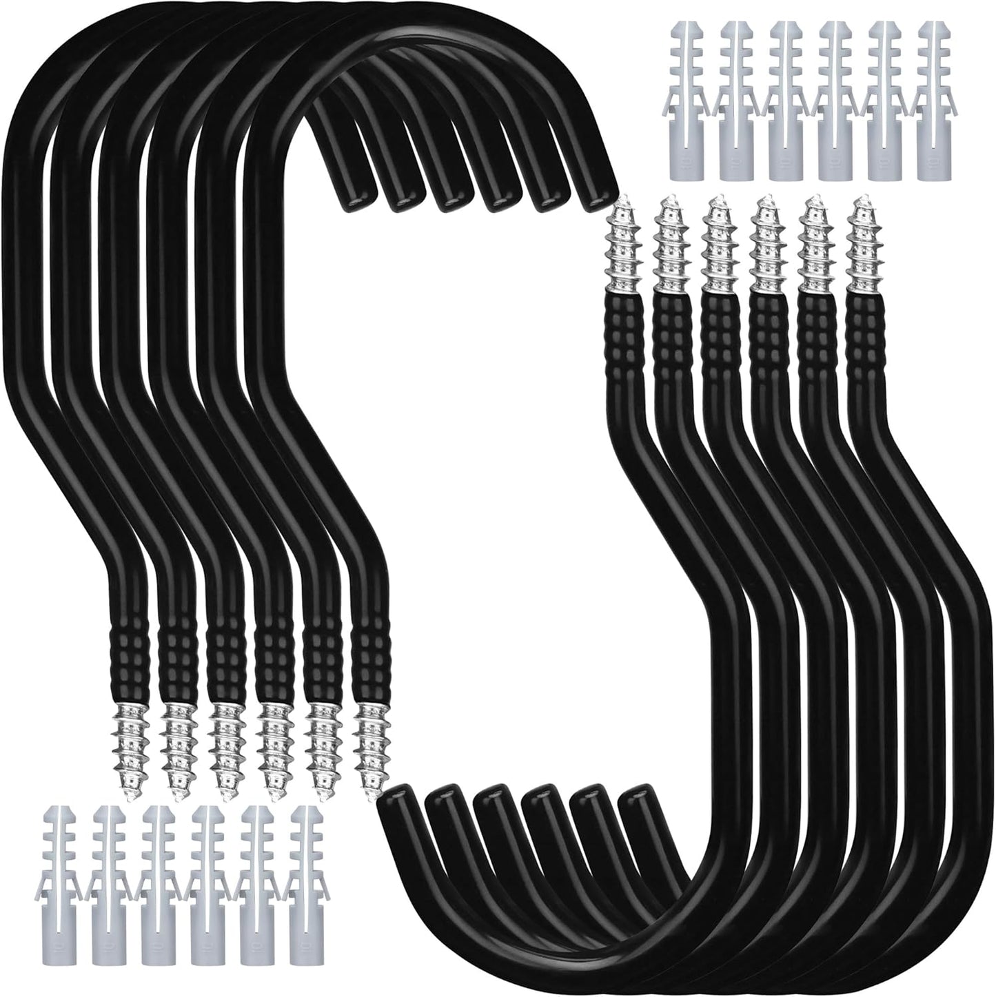 HORUSDY 12 Pack Heavy Duty Bike Hooks - 6 Inch, 100LBS Capacity for Garage Wall and Ceiling