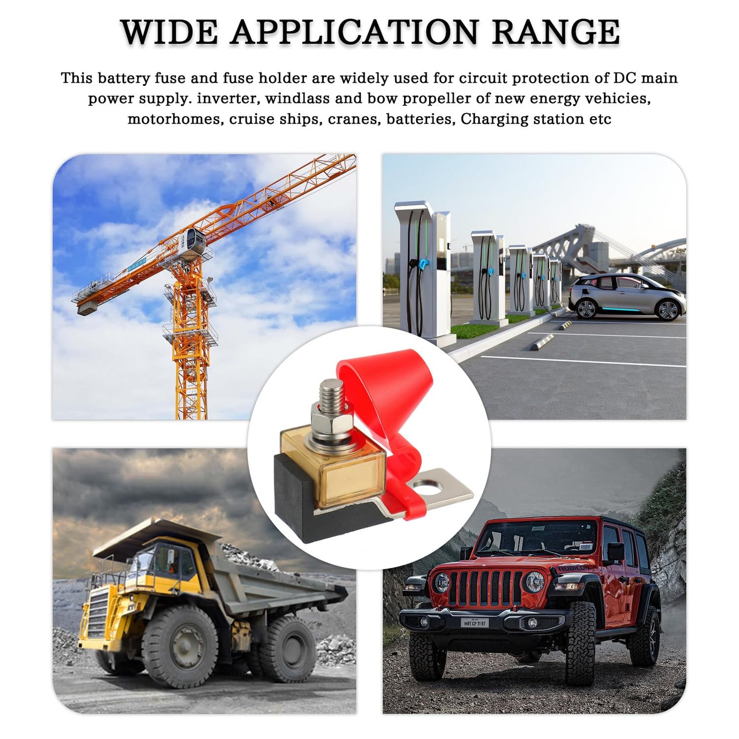 MRBF Terminal Fuse Block 50A，58V DC Maximum, Single Stud 5/16" (M8) Compact Marine Rated Battery Fuse,IP66, Waterproof Ignition Protected Battery Fuse 50 AMP