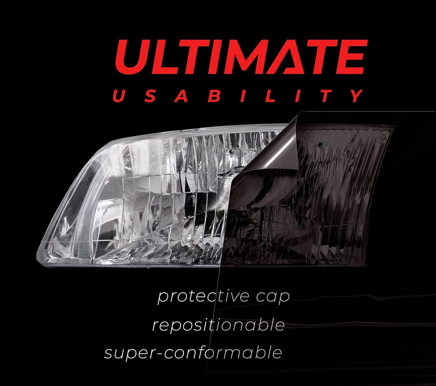 VViViD+ Ultimate Headlight Taillight Tint Vinyl Wrap (16" x 30ft, Dark Smoke)