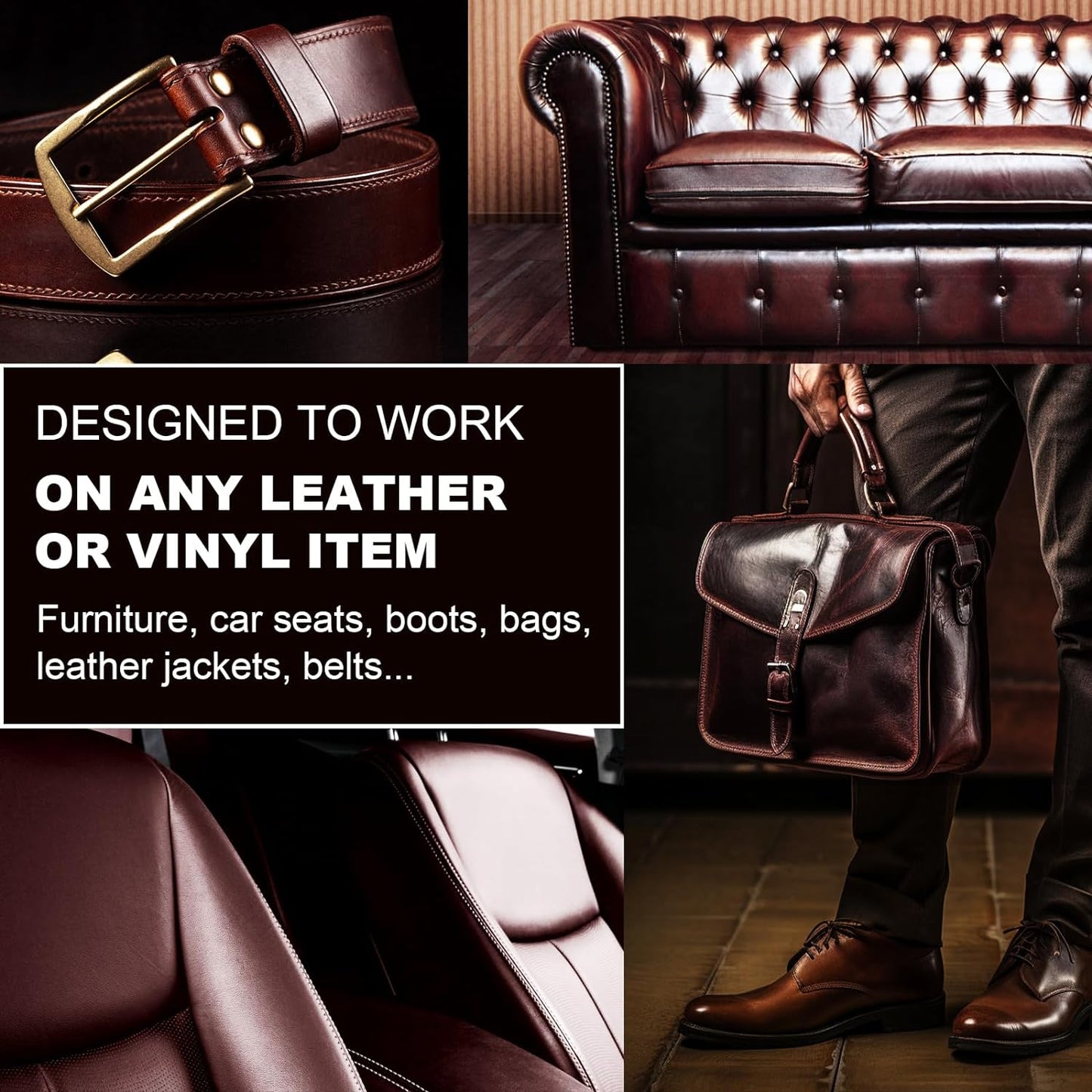 Black Leather Recoloring Balm, 12oz Leather Color Restorer for Couches, Leather Repair Kit for Furniture, Leather Dye for Leather Fade, Leather Repair Restore car seat