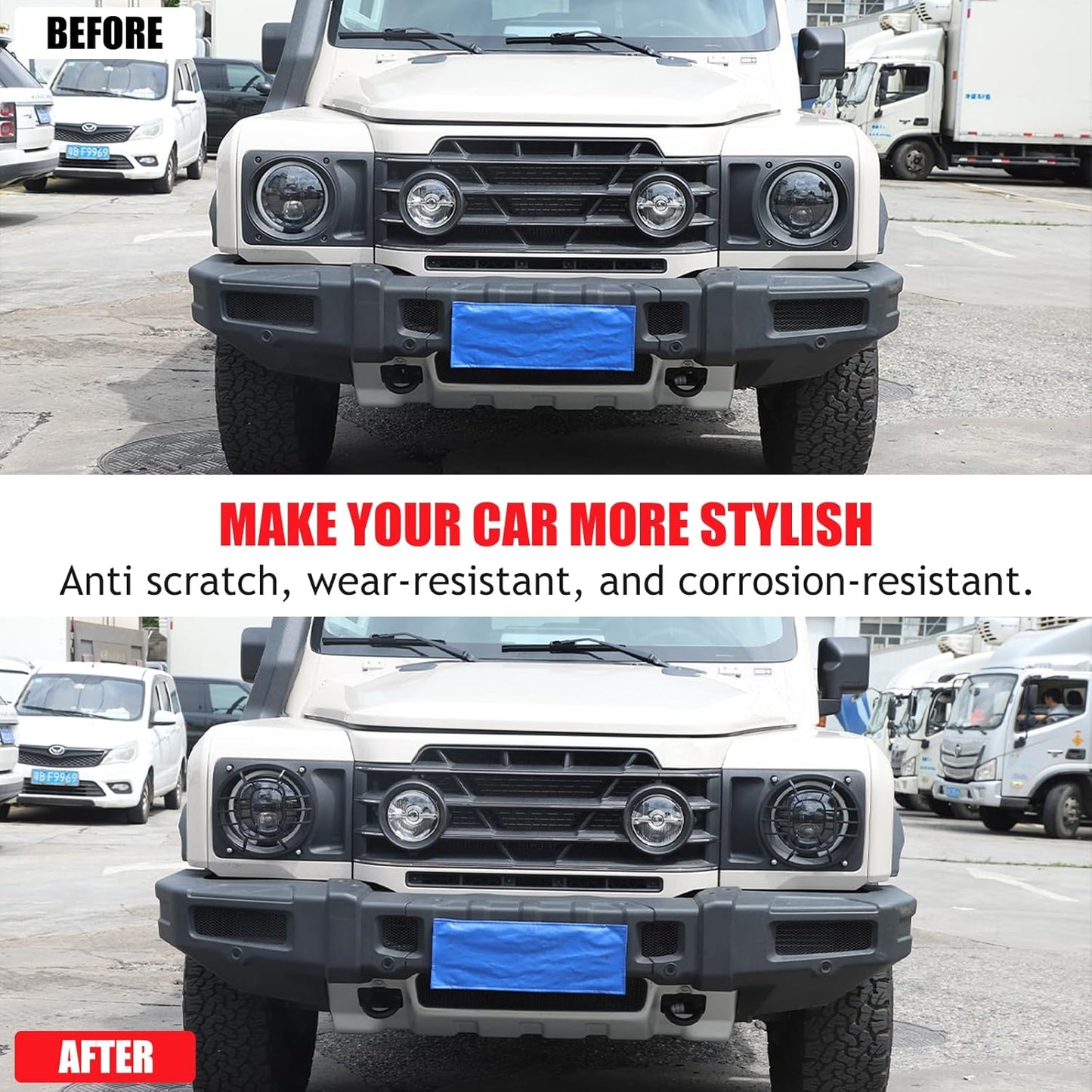 2 PCS Aluminum Alloy Car Headlight Cover Compatible with Ineos Grenadier 2020-2024 Headlight Grill Guards Cover Trim Accessories (Style C)