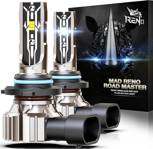 RENO 9006 Bulb, 9006 Fog Lights Bulb, 9006 Light Bulbs Fog Bulb Fanless In Line Car Fog Light Plug and Play, Pack 2