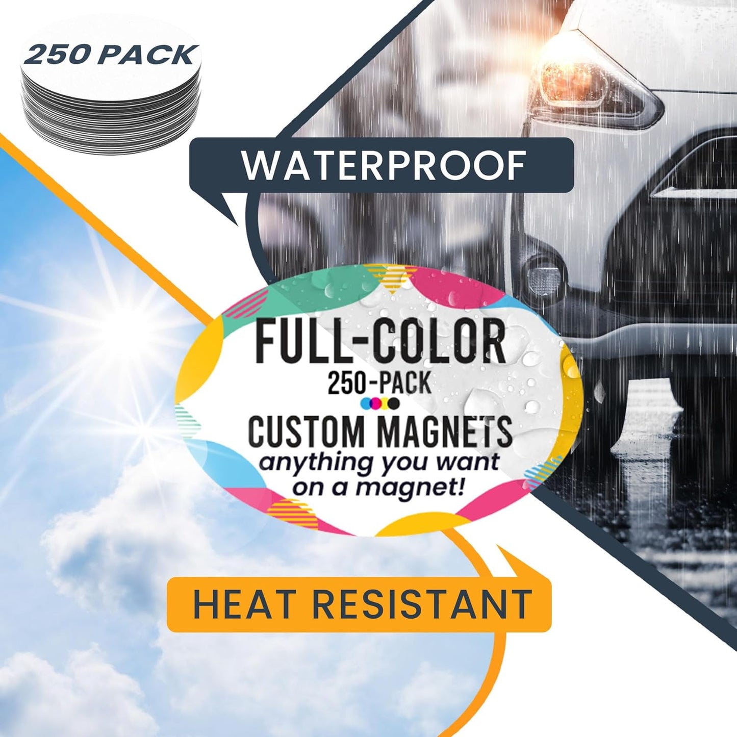 Magnet Me Up Customizable Magnet Pack, Oval Magnetic Decal, Advertising, Personal Use, Gifts, Souvenir, Choose Your Text, Upload Image, Add Text, 250 Pack, 4x6 Inches, Bumper Magnet, Crafted in USA