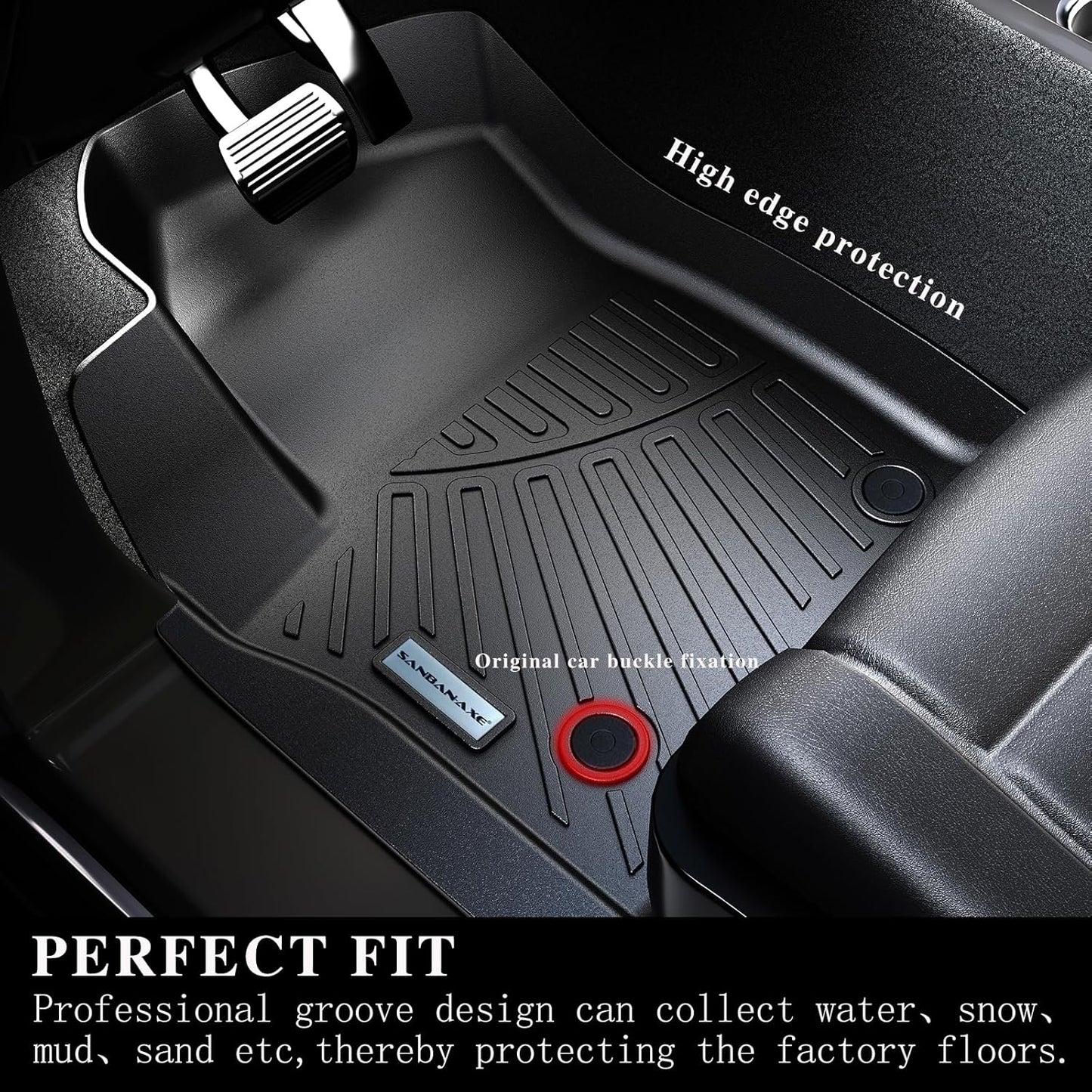 Floor Mats & Trunk Mat for 2021-2024 2025 Ford Bronco Sport Only Fit Sport Version(Non Hybrid) TPE All Weather Protection 2 Rows Car Floor Liners with Cargo Liners Accessories