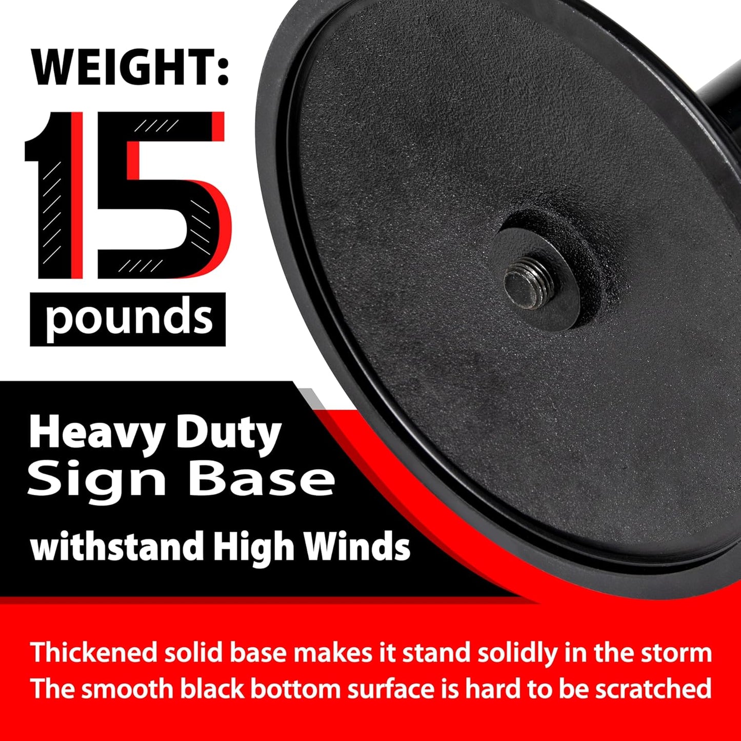 Heavy Duty Parking Sign Base Cast Iron 48" Parking Sign Post, Heavy Duty Cast Iron Sign Holder Base, Movable Sign Stand Suitable for Hanging Warning, Notice, Guiding Sign Display Stand (Black)